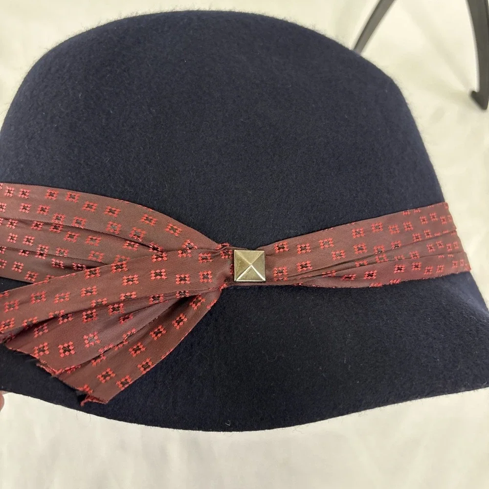 hatattack Women's Black Fedora 100% Wool Felt Hat Red Ribbon Band Classic OSFM‎